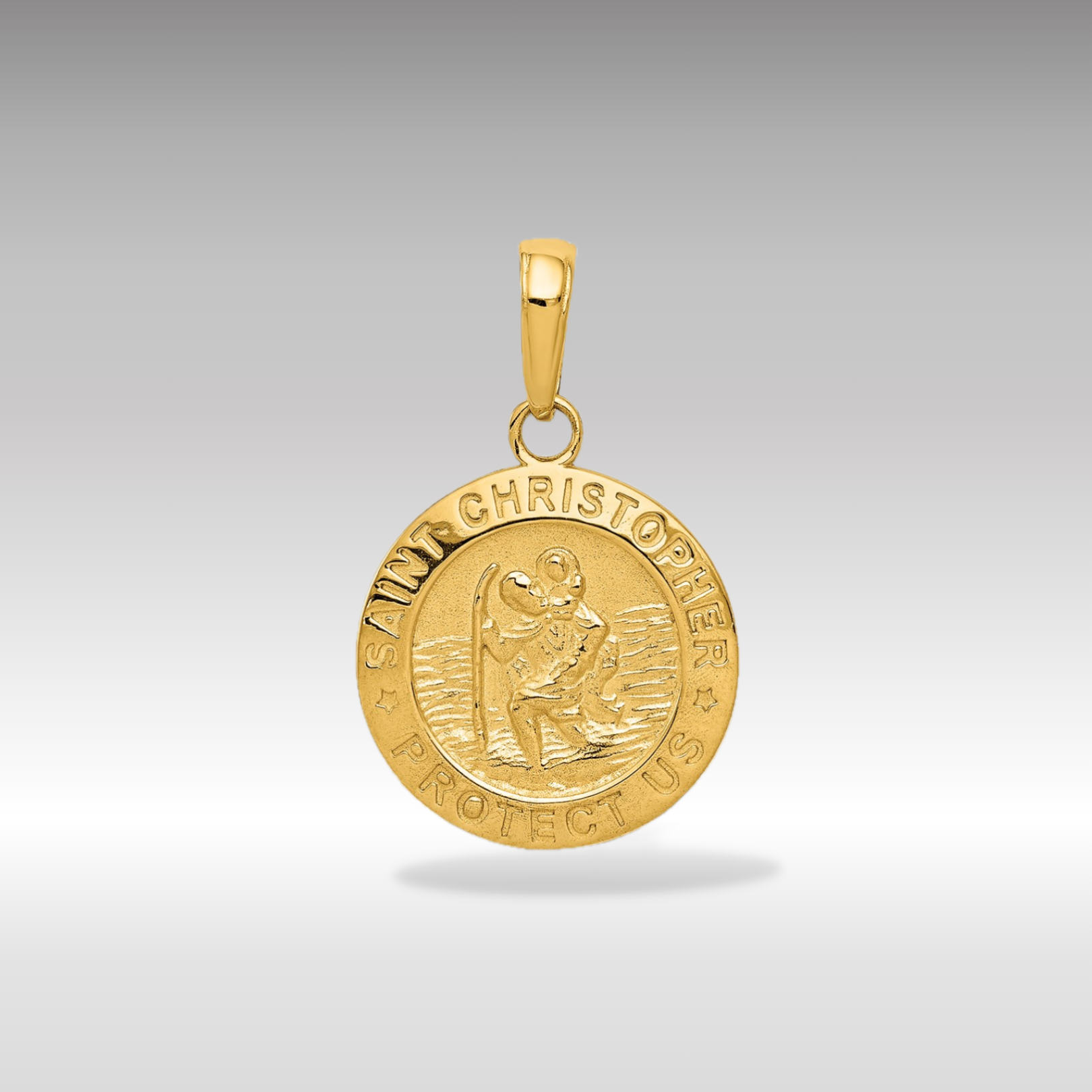 14K Gold Saint Christopher Solid Medal Charm - Charlie & Co. Jewelry