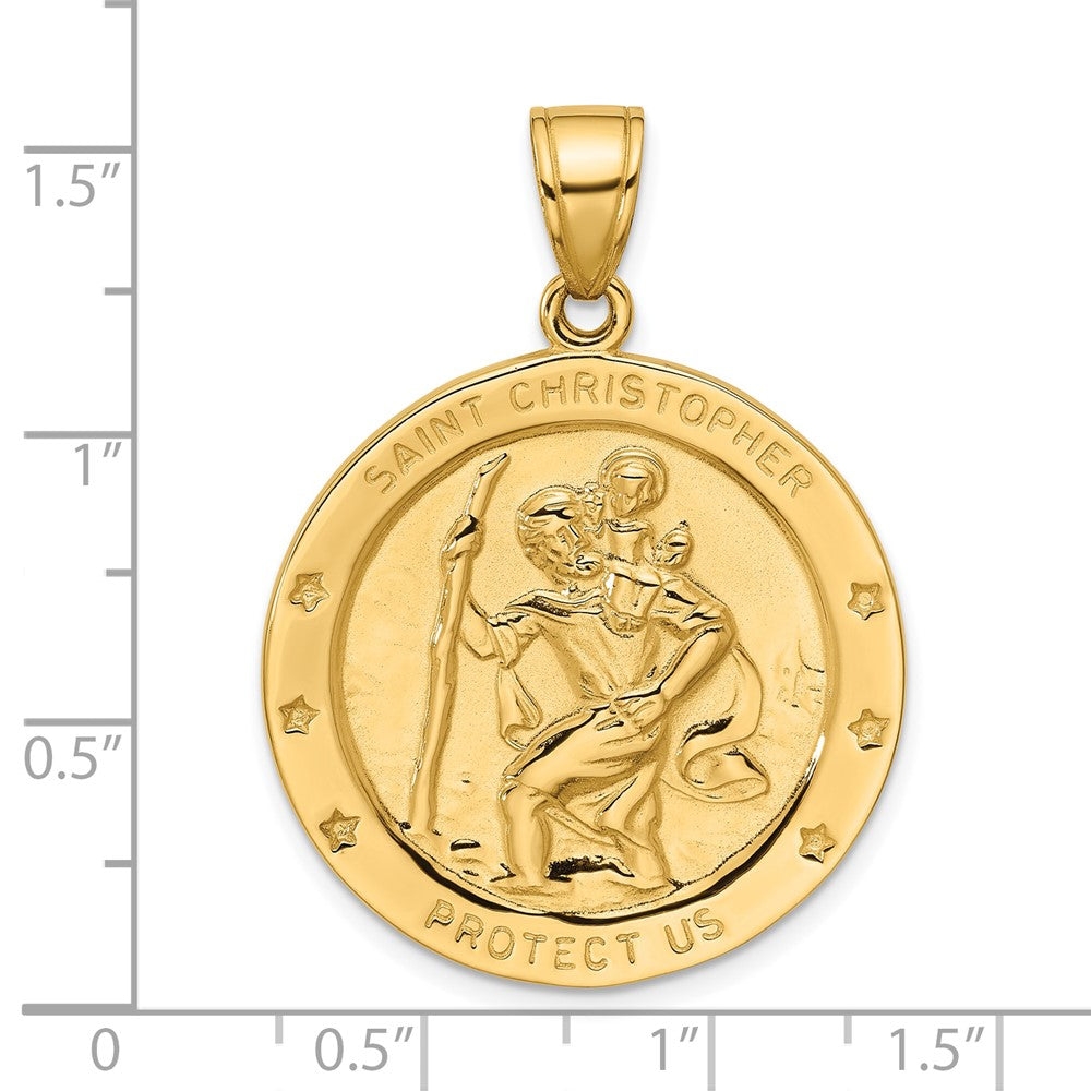 14K Gold Large Saint Christopher Medal Pendant - Charlie & Co. Jewelry