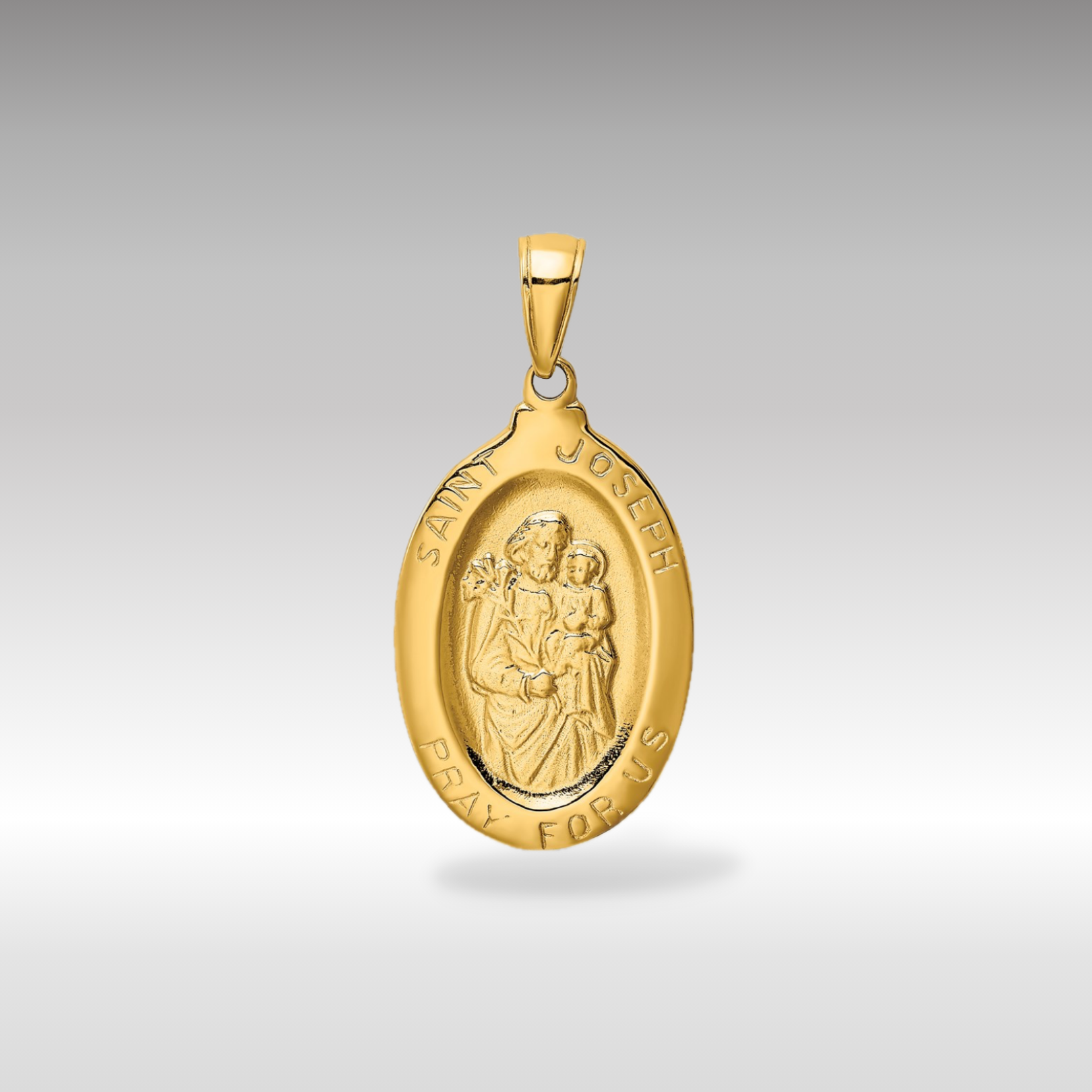 14K Gold Saint Joseph with Child Jesus Medal Pendant - Charlie & Co. Jewelry