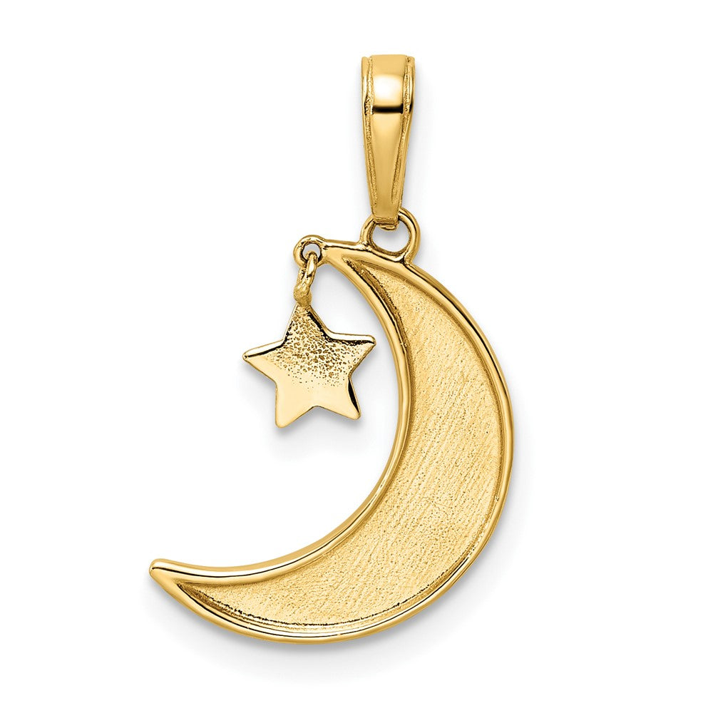 Gold Half Moon with Star Moveable Charm Necklace Model-M2962 - Charlie & Co. Jewelry