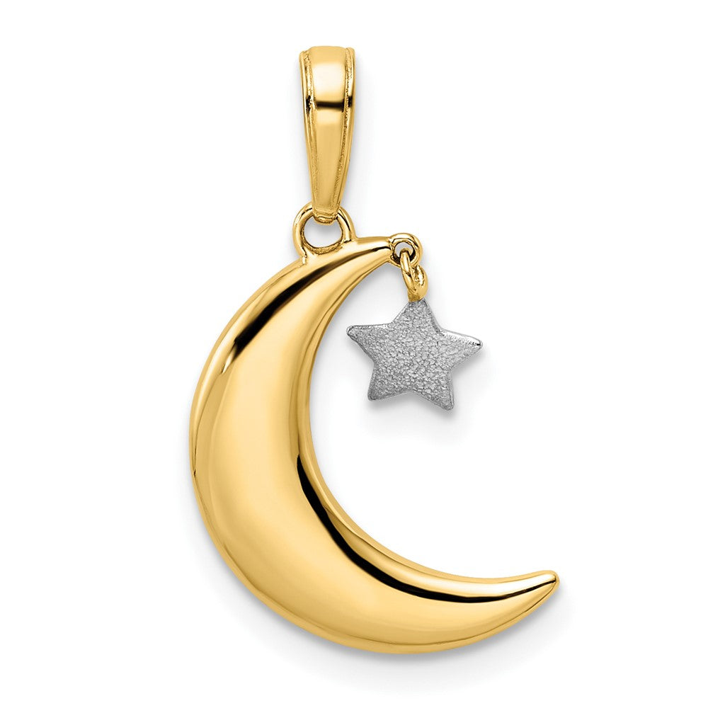 Gold Half Moon with Star Moveable Charm Necklace Model-M2962 - Charlie & Co. Jewelry