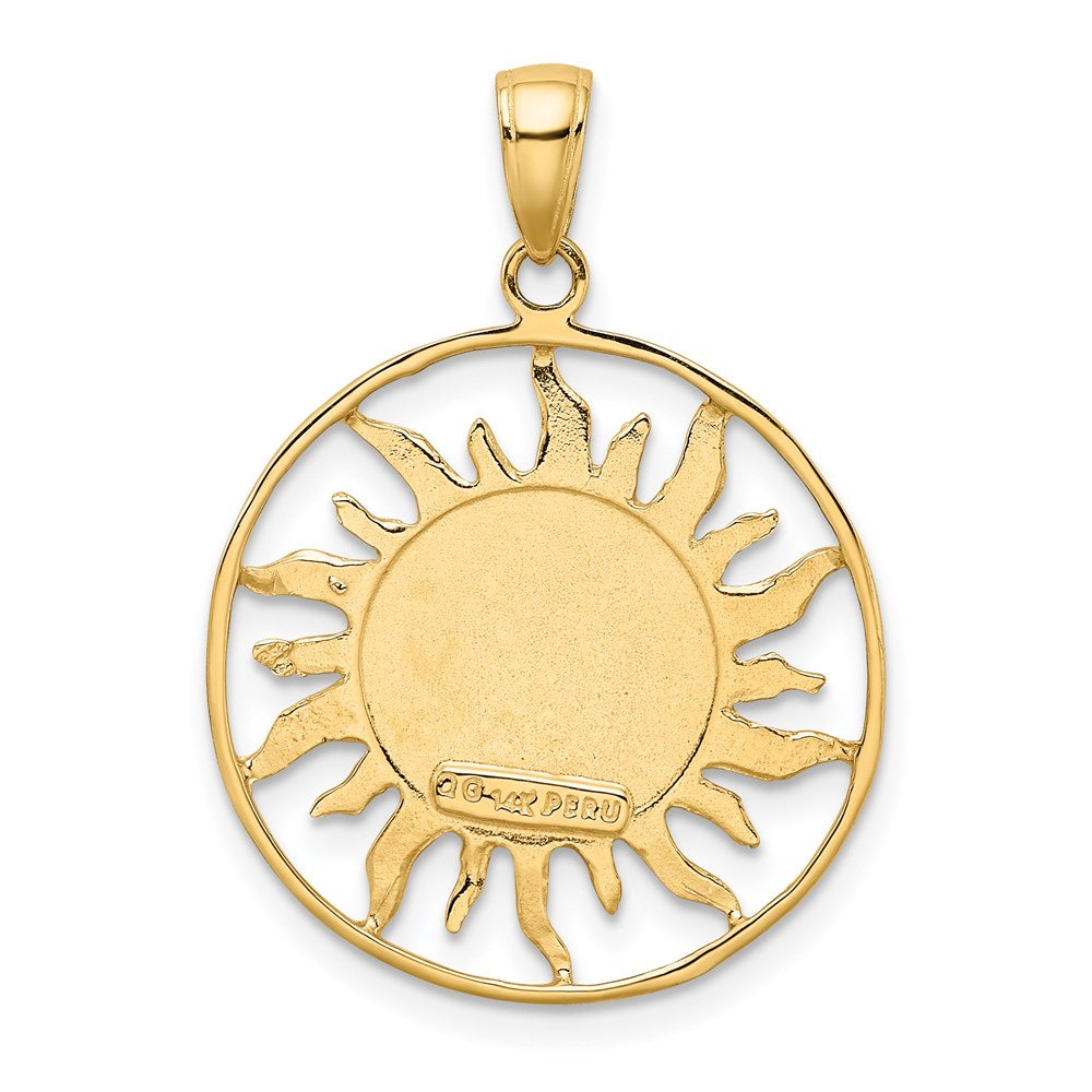 Gold Diamond-Cut Sun with Moon and Stars Charm Necklace Model-M475 - Charlie & Co. Jewelry