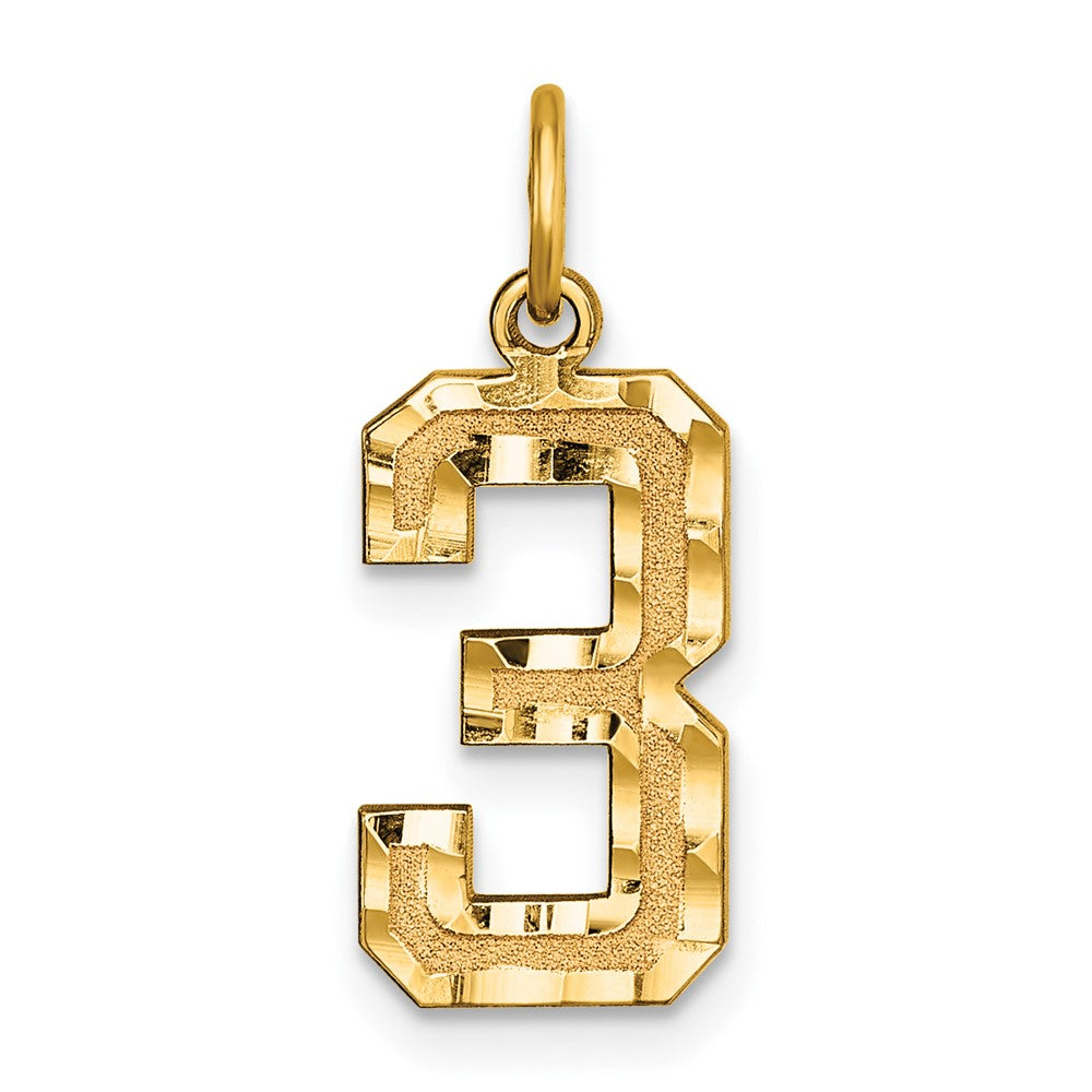 Charlie & Co Jewelry | 14k Medium Diamond-cut Number 3 Charm - Model MN03