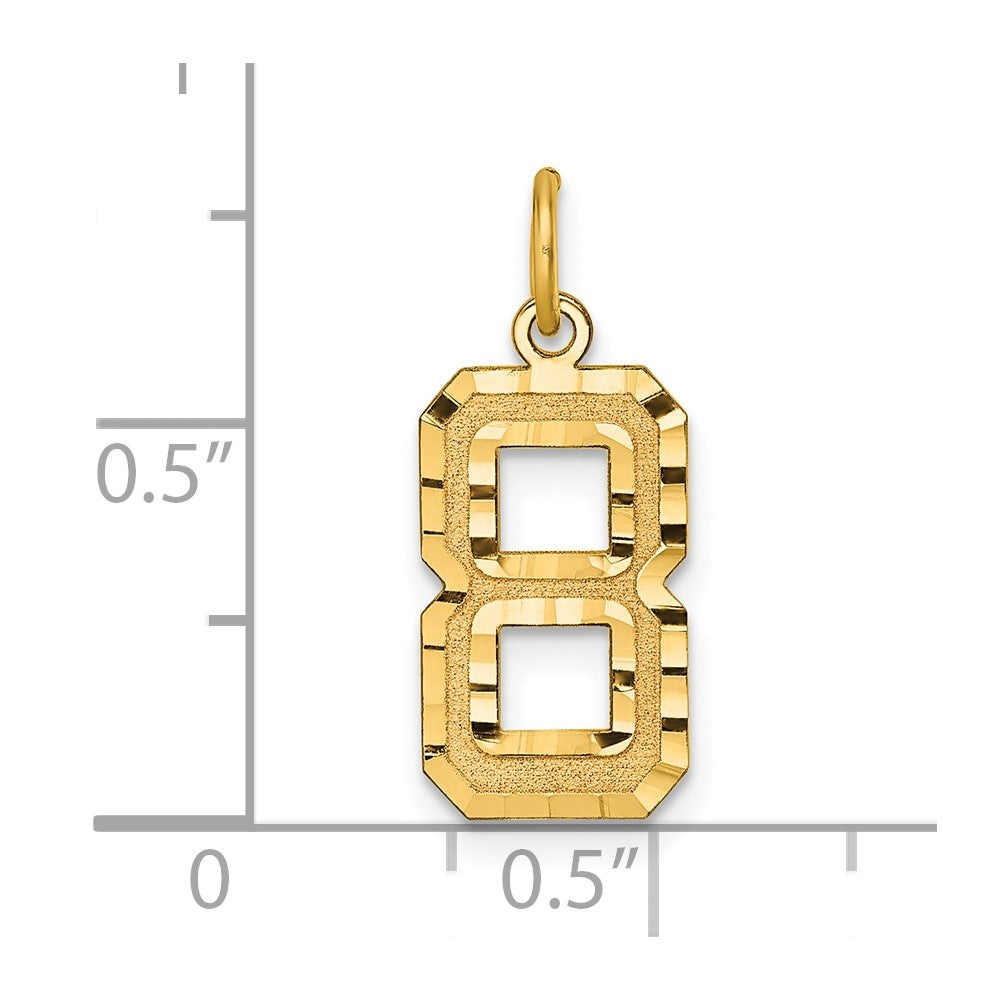 Charlie & Co Jewelry | 14k Medium Diamond-cut Number 8 Charm - Model MN08