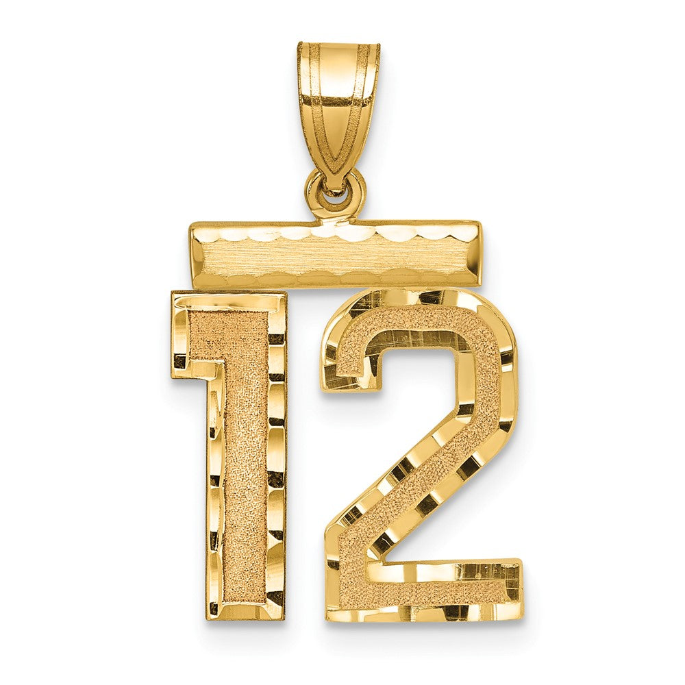 Charlie & Co Jewelry | 14k Medium Diamond-cut Number 12 Charm - Model MN12