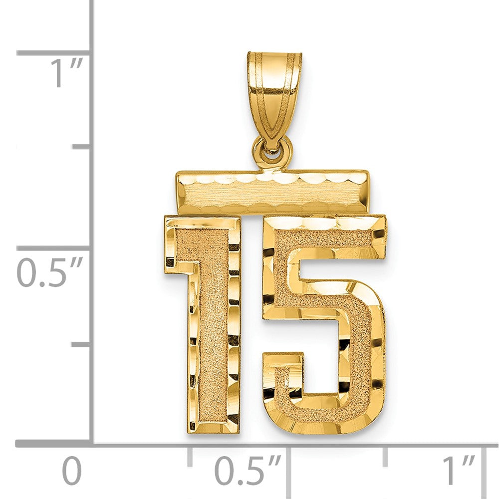 Charlie & Co Jewelry | 14k Medium Diamond-cut Number 15 Charm - Model MN15