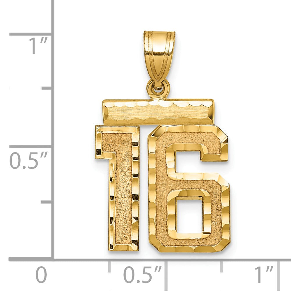 Charlie & Co Jewelry | 14k Medium Diamond-cut Number 16 Charm - Model MN16