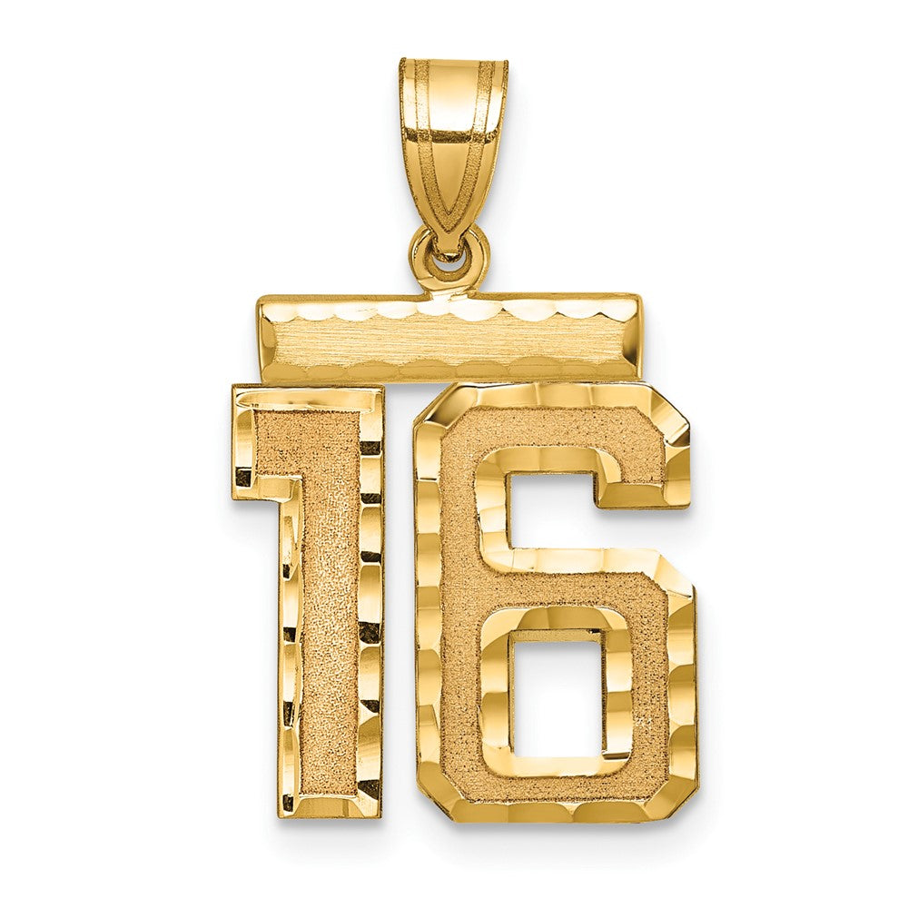 Charlie & Co Jewelry | 14k Medium Diamond-cut Number 16 Charm - Model MN16