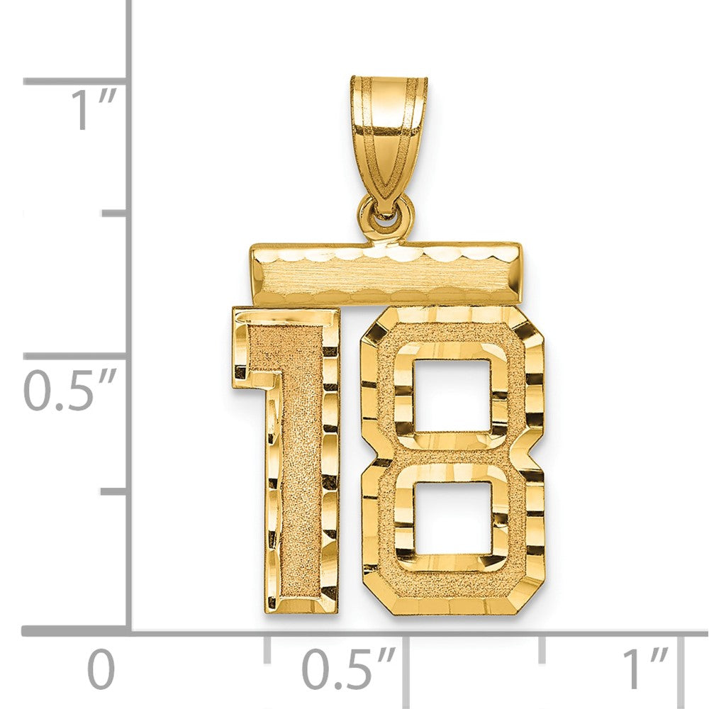Charlie & Co Jewelry | 14k Medium Diamond-cut Number 18 Charm - Model MN18