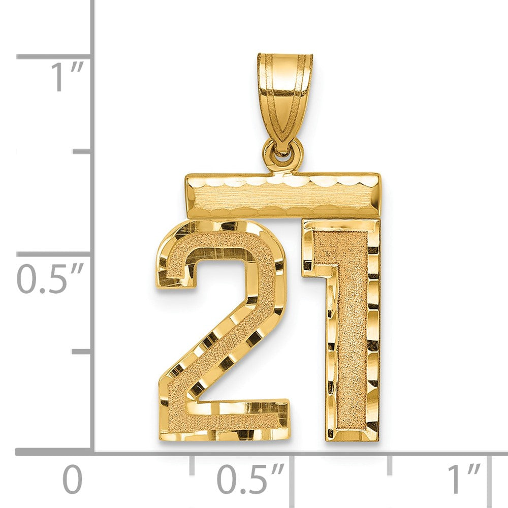 Charlie & Co Jewelry | 14k Medium Diamond-cut Number 21 Charm - Model MN21