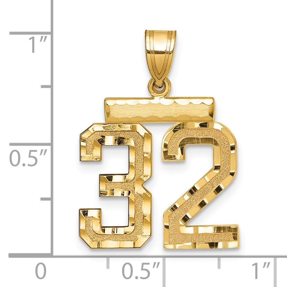 Charlie & Co Jewelry | 14k Medium Diamond-cut Number 32 Charm - Model MN32
