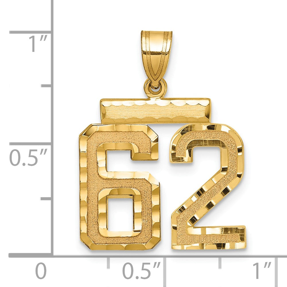 Charlie & Co Jewelry | 14k Medium Diamond-cut Number 62 Charm - Model MN62