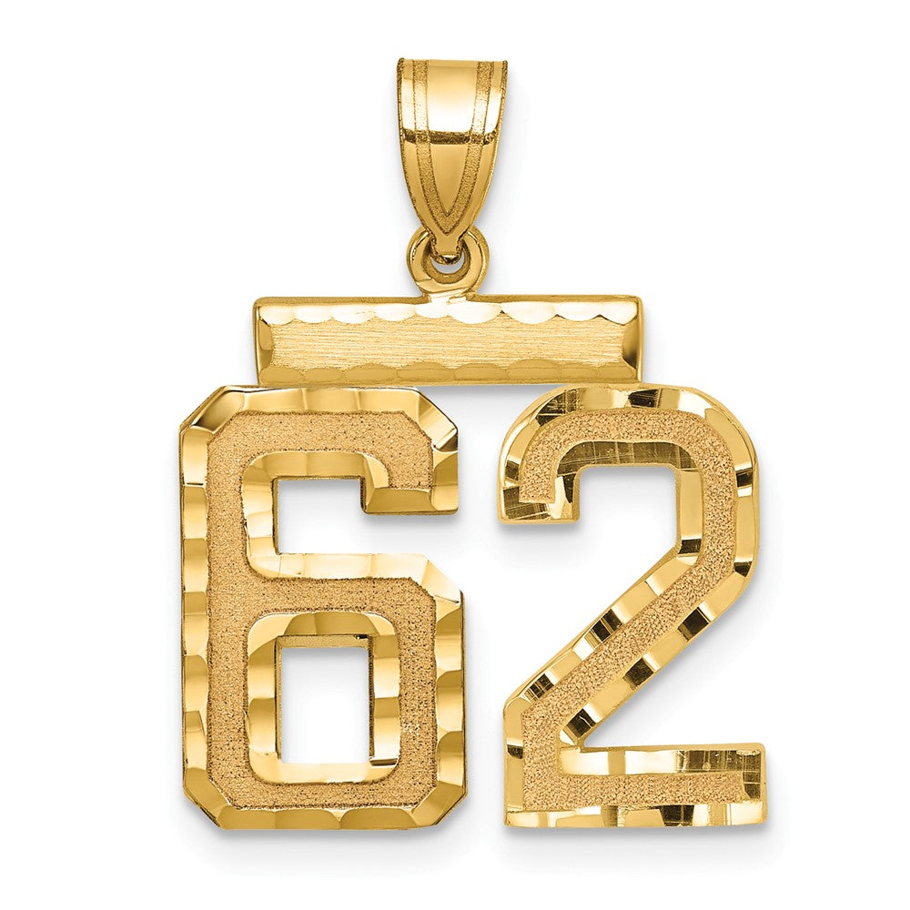 Charlie & Co Jewelry | 14k Medium Diamond-cut Number 62 Charm - Model MN62