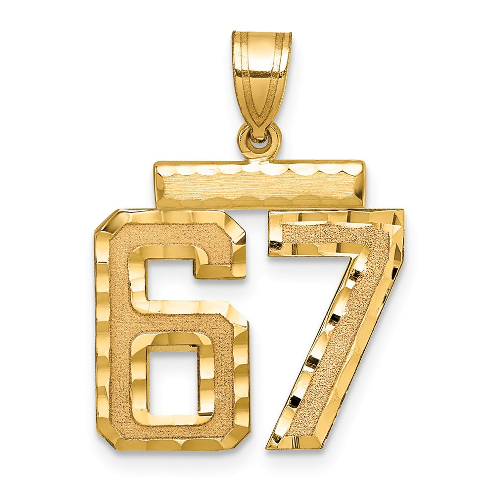 14k Medium Diamond-cut Number 67 Charm - Model MN67 | Charlie & Co. Jewelry