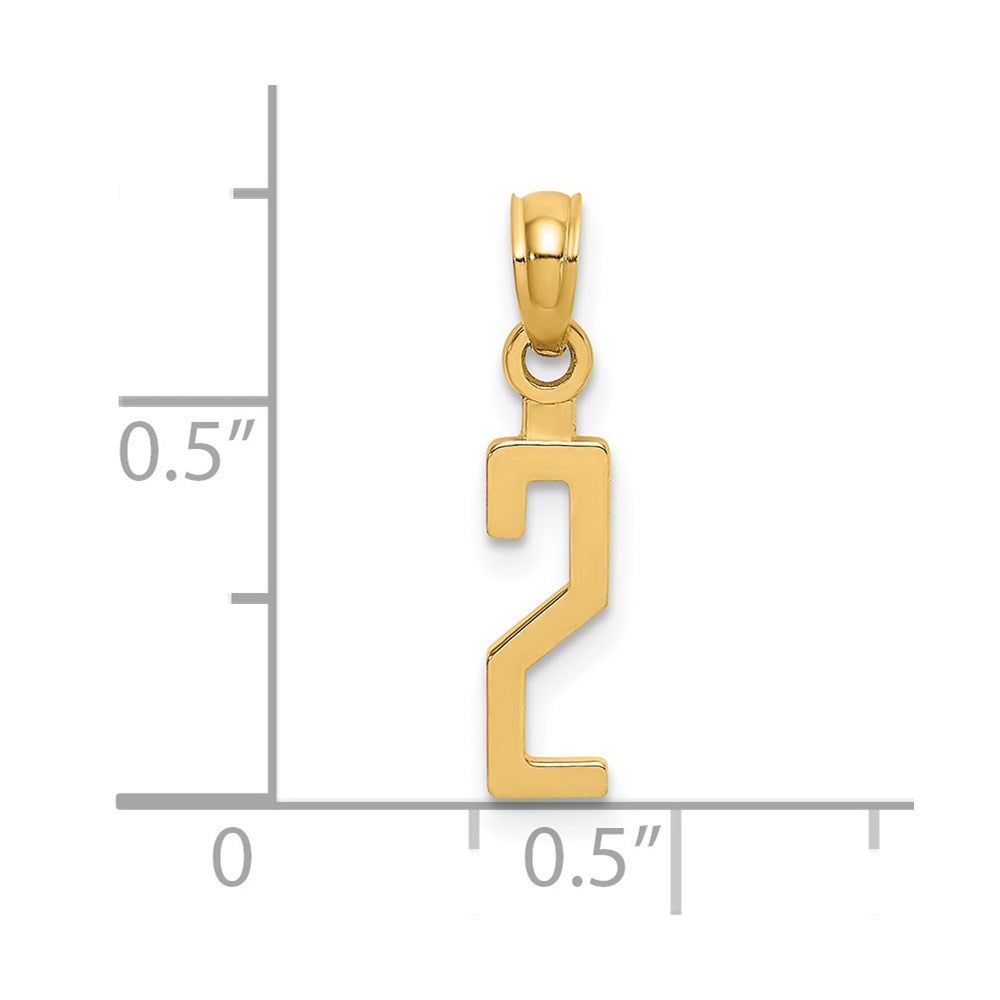 Charlie & Co Jewelry | 14k Polished Number 2 Pendant - Model NU02