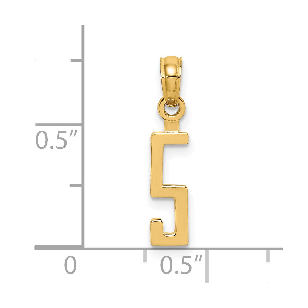 Charlie & Co Jewelry | 14k Polished Number 5 Pendant - Model NU05