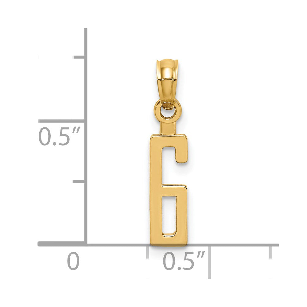 Charlie & Co Jewelry | 14k Polished Number 6 Pendant - Model NU06