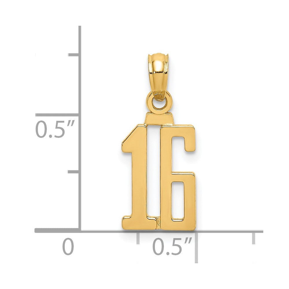 Charlie & Co Jewelry | 14k Polished Number 16 Pendant - Model NU16