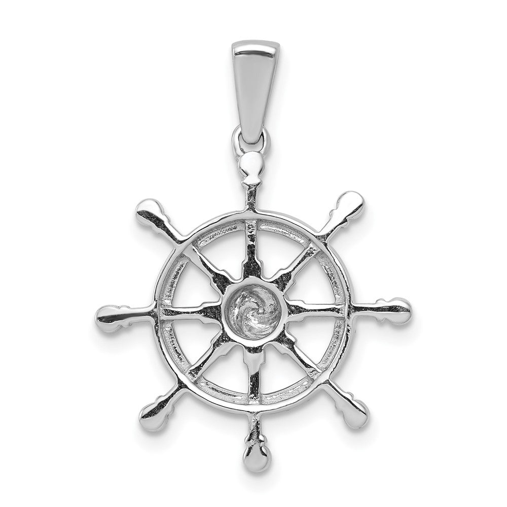 White Gold 1/6ct. Diamond Ship Wheel Pendant - Model PM4050-016-WA - Charlie & Co. Jewelry