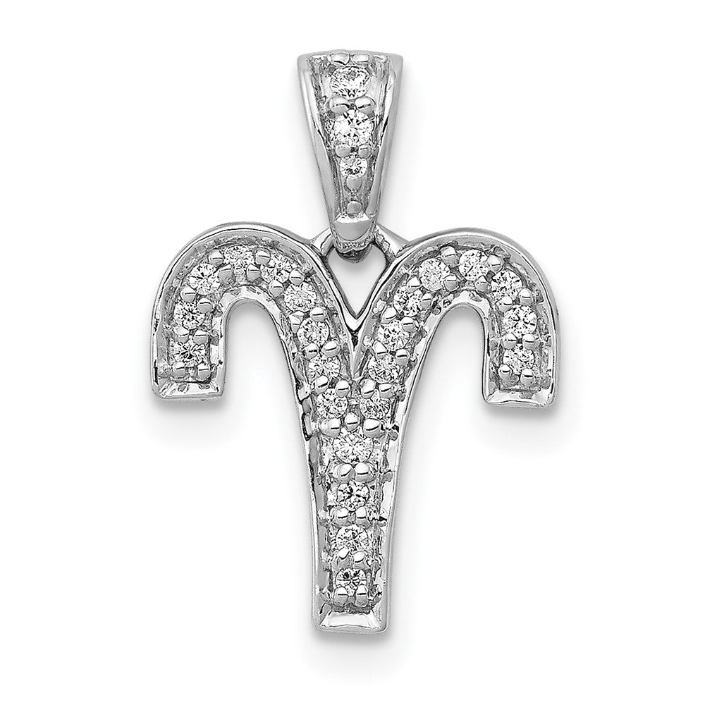 White Gold Diamond Aries Symbol Zodiac Pendant Model-PM4102-012-WA - Charlie & Co. Jewelry