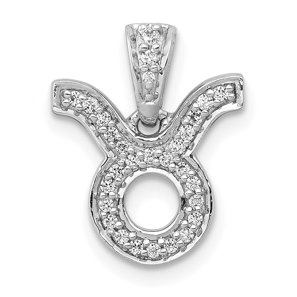 White Gold Diamond Taurus Sign Small Zodiac Pendant Model-PM4103-012-WA - Charlie & Co. Jewelry