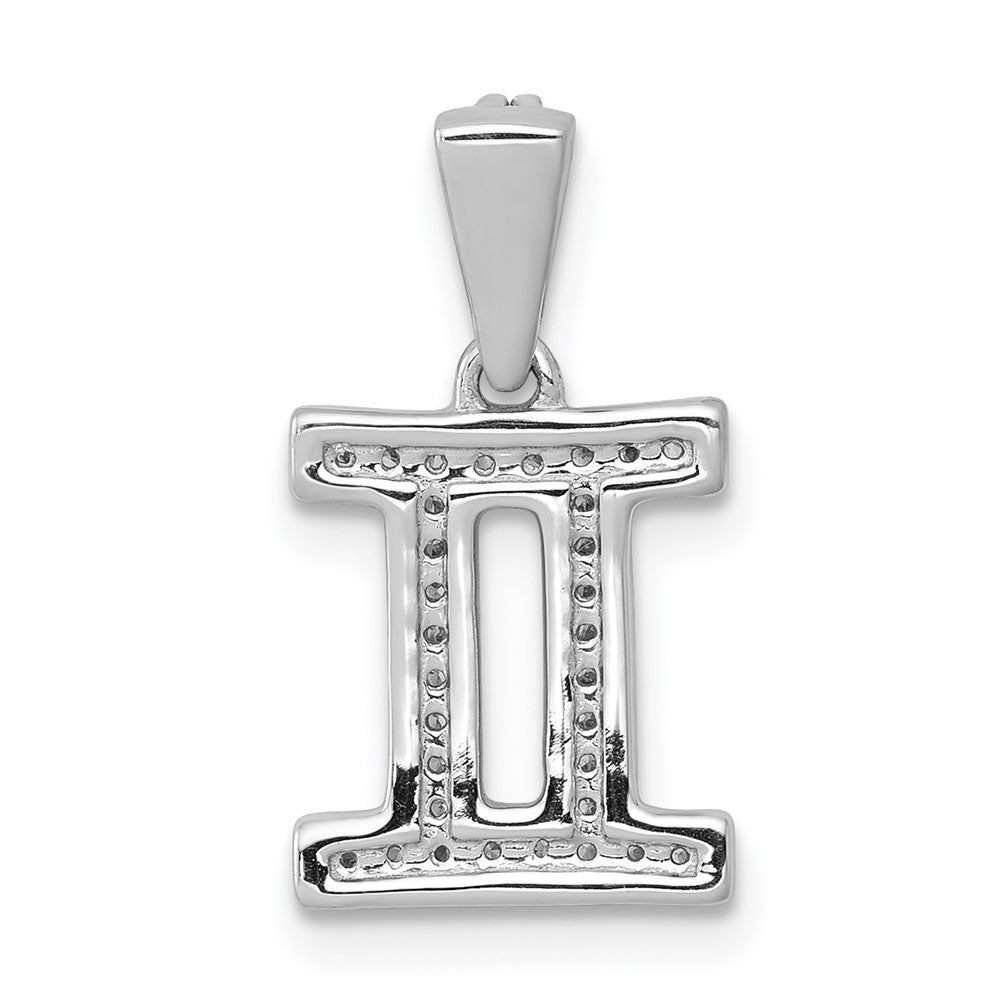 White Gold Diamond Gemini Symbol Small Zodiac Pendant Model-PM4104-013-WA - Charlie & Co. Jewelry