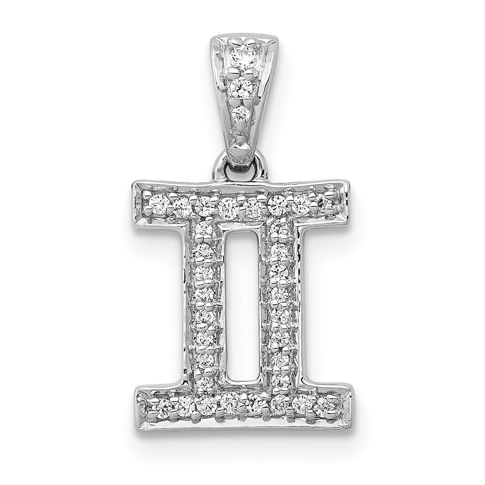 White Gold Diamond Gemini Symbol Small Zodiac Pendant Model-PM4104-013-WA - Charlie & Co. Jewelry