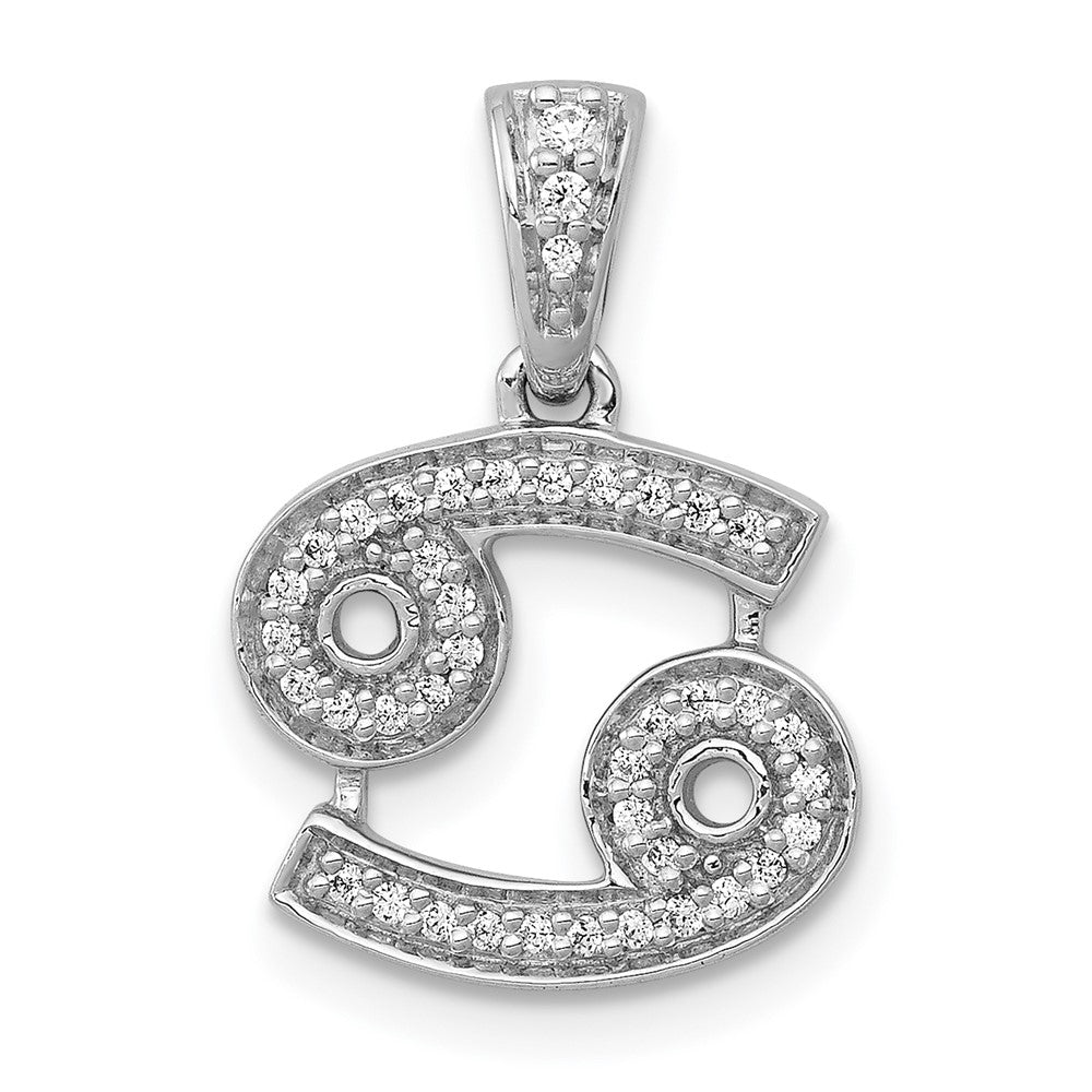 White Gold Diamond Cancer Symbol Small Zodiac Pendant Model-PM4105-013-WA - Charlie & Co. Jewelry