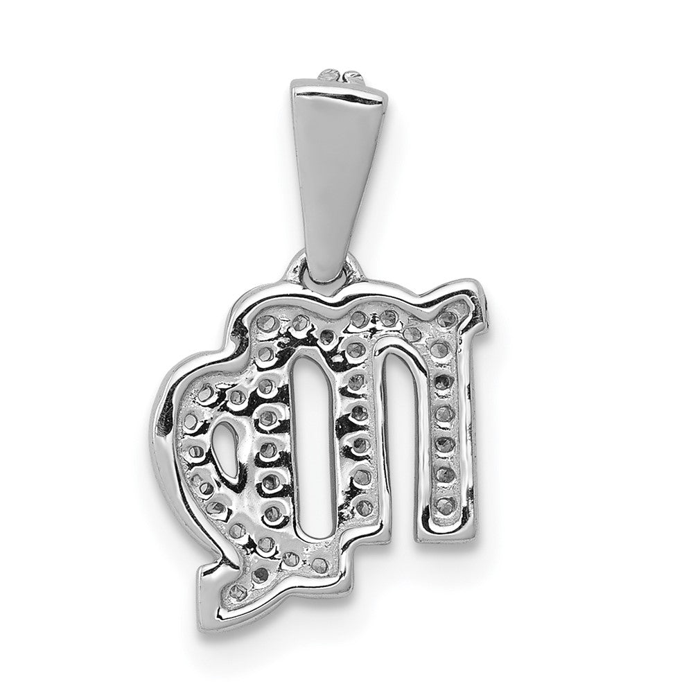 White Gold Diamond Virgo Symbol Small Zodiac Pendant Model-PM4107-013-WA - Charlie & Co. Jewelry