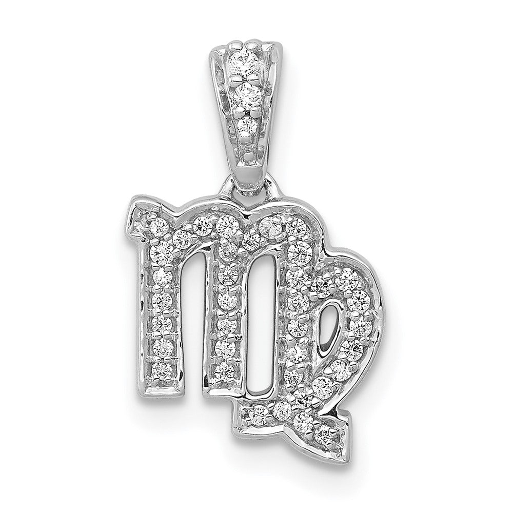 White Gold Diamond Virgo Symbol Small Zodiac Pendant Model-PM4107-013-WA - Charlie & Co. Jewelry