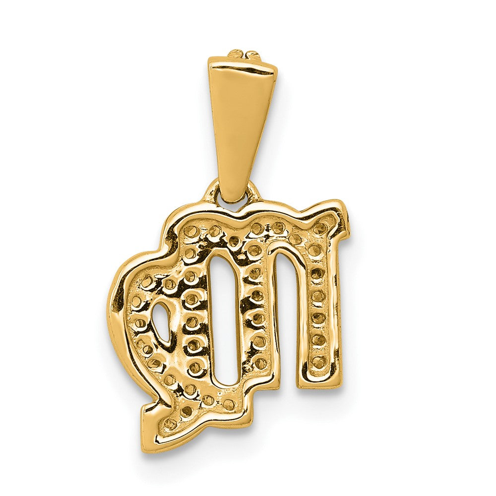 Gold Diamond Virgo Symbol Small Zodiac Pendant Necklace Model-PM4107-013-YA - Charlie & Co. Jewelry