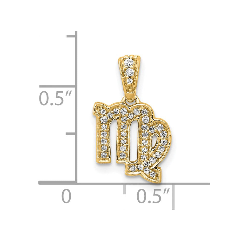 Gold Diamond Virgo Symbol Small Zodiac Pendant Necklace Model-PM4107-013-YA - Charlie & Co. Jewelry