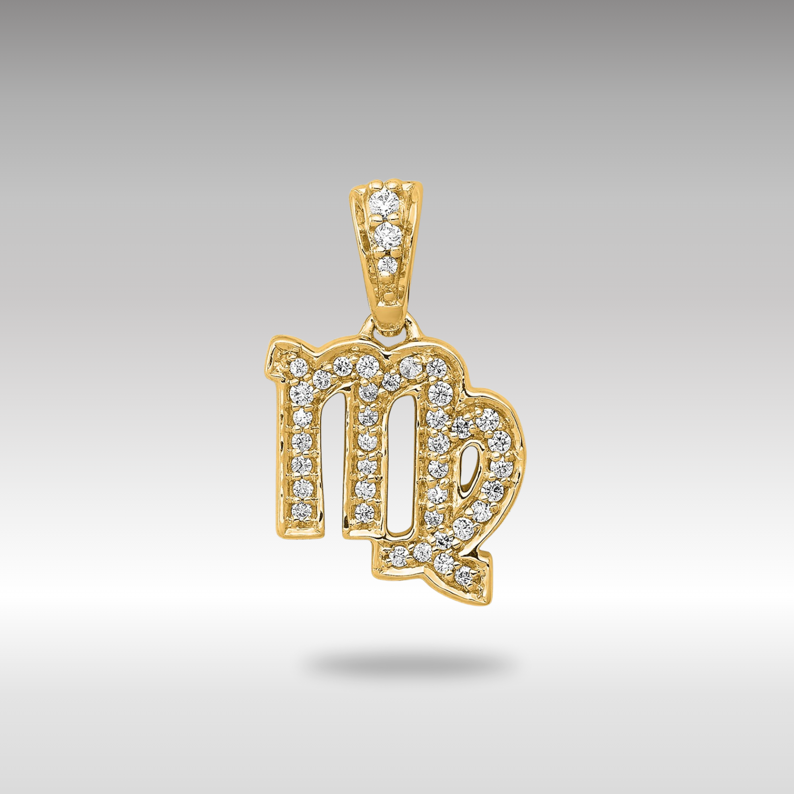 Gold Diamond Virgo Symbol Small Zodiac Pendant Necklace Model-PM4107-013-YA - Charlie & Co. Jewelry