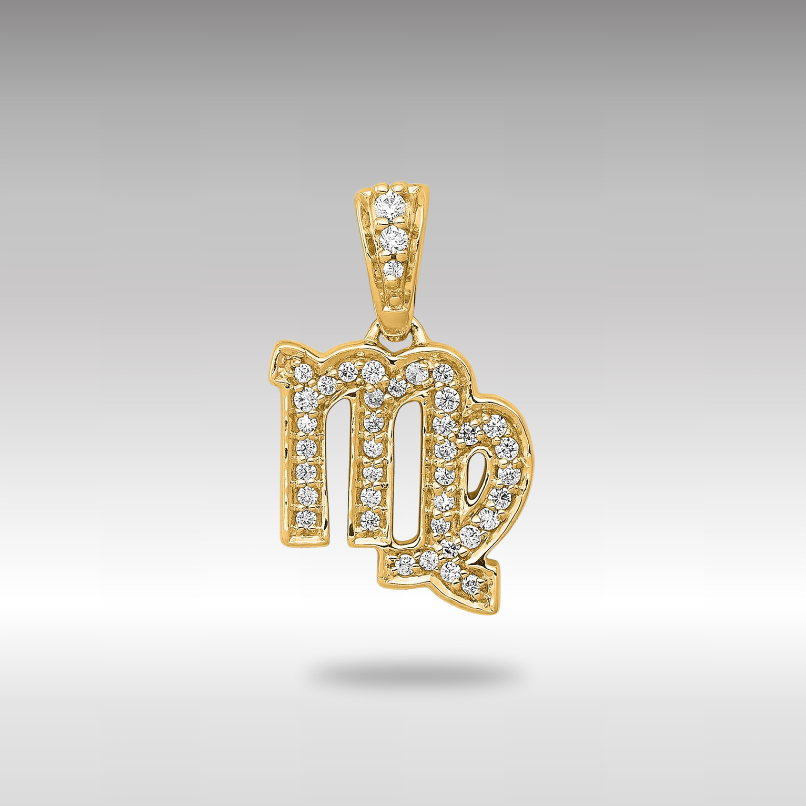 ꕤ mi ꕤ 14K Gold Diamond Virgo Symbol Small Zodiac Pendant - Model