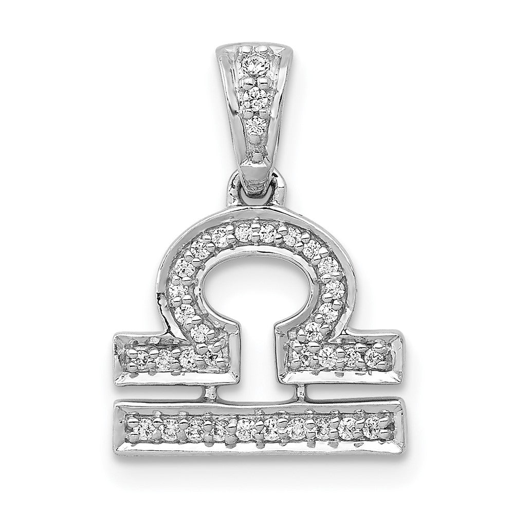 White Gold Diamond Libra Symbol Small Zodiac Pendant Model-PM4108-012-WA - Charlie & Co. Jewelry