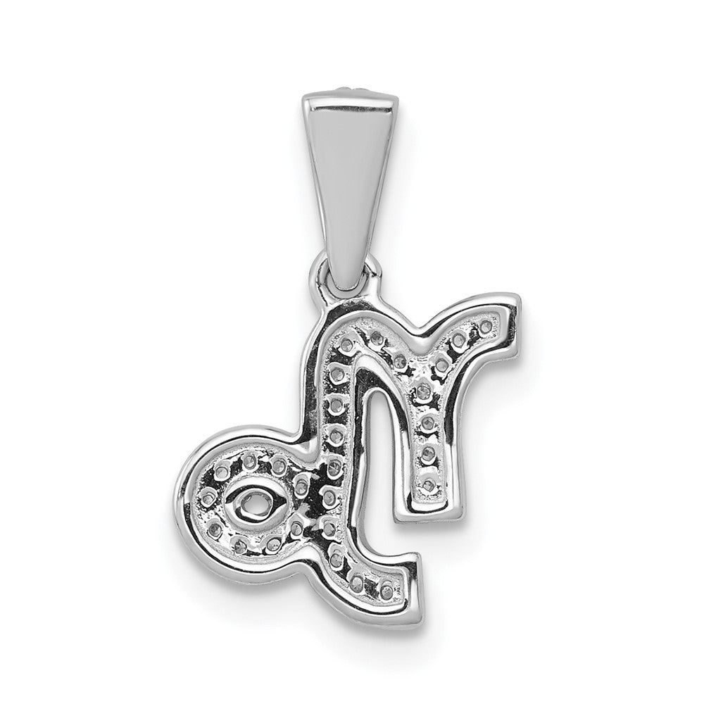 White Gold Diamond Capricorn Symbol Small Zodiac Pendant Model-PM4111-010-WA - Charlie & Co. Jewelry