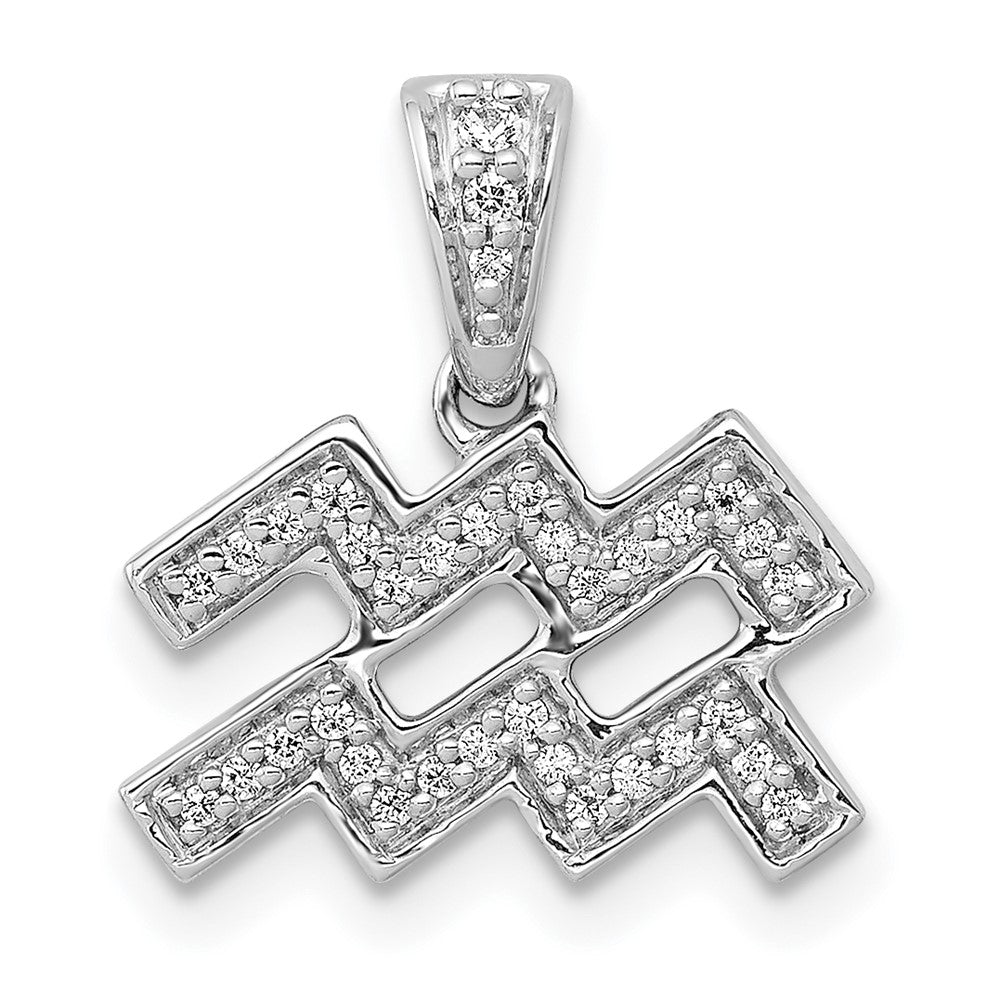 White Gold Diamond Aquarius Small Zodiac Pendant Model-PM4112-011-WA - Charlie & Co. Jewelry