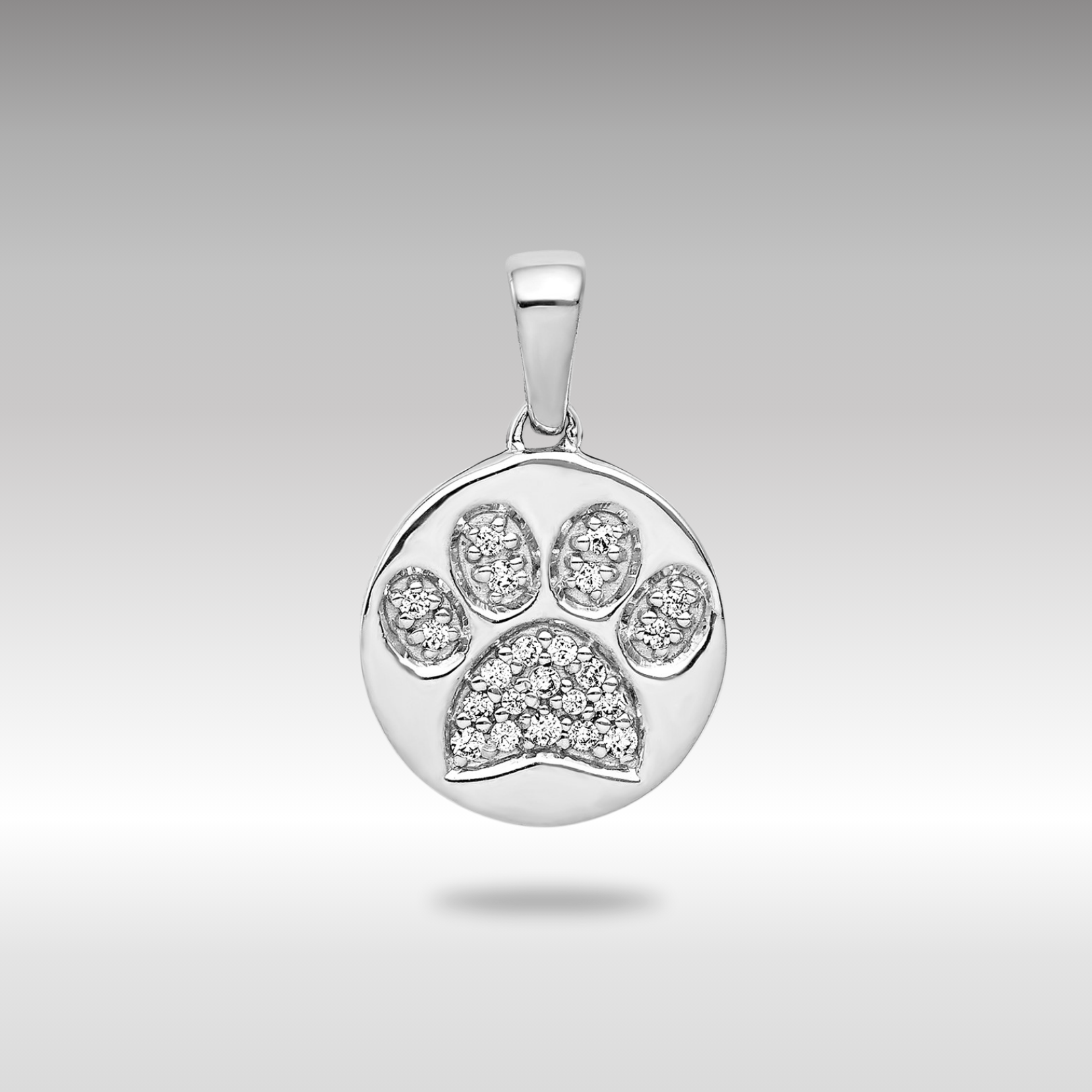 White Gold Diamond Paw Print Necklace Pendant - Charlie & Co. Jewelry