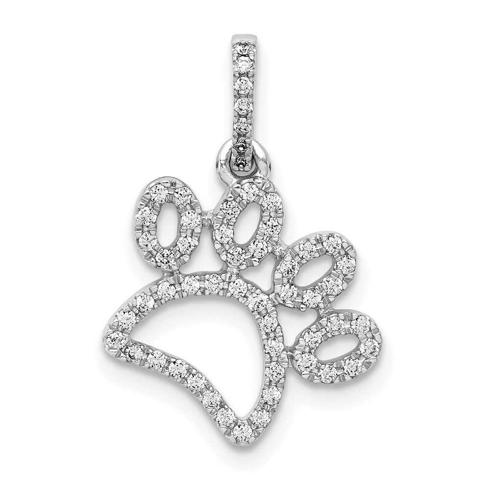 14K White Gold 1/4ct. Diamond Paw Print Necklace Pendant - Charlie & Co. Jewelry