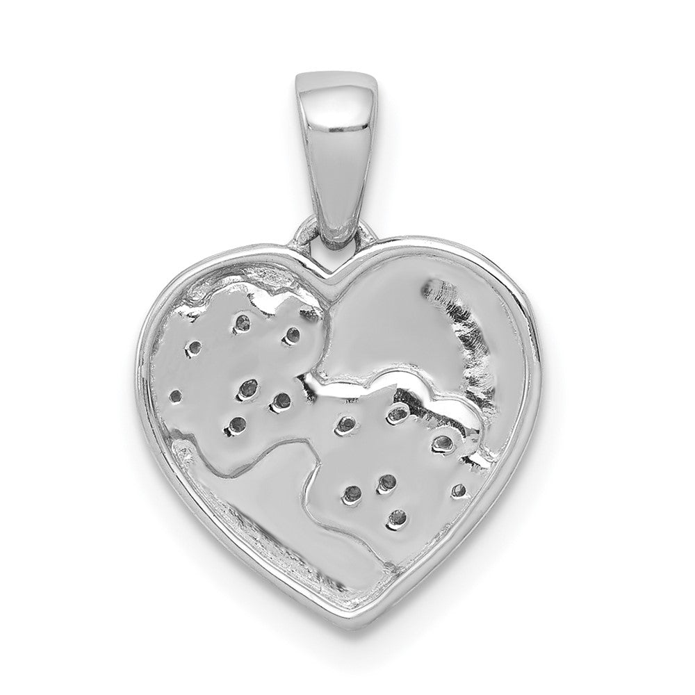 14k White Gold Diamond Paw Prints Heart Necklace Pendant - Charlie & Co. Jewelry