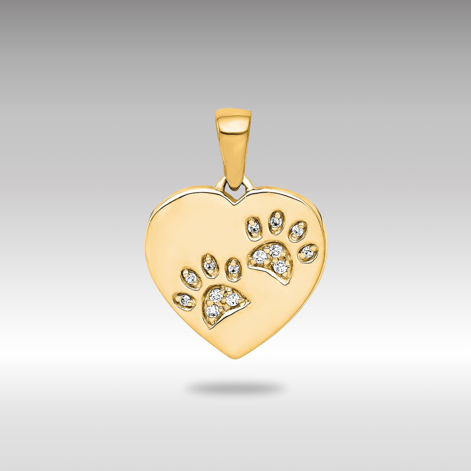 Gold Diamond Paw Prints Heart Necklace Pendant - Charlie & Co. Jewelry