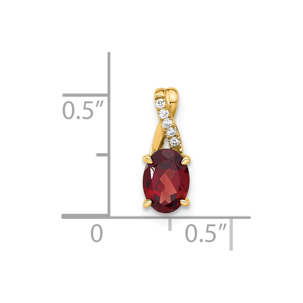 Charlie & Co Jewelry | 14k Oval Garnet And Diamond Pendant - Model PM4235-GA-003-4YA