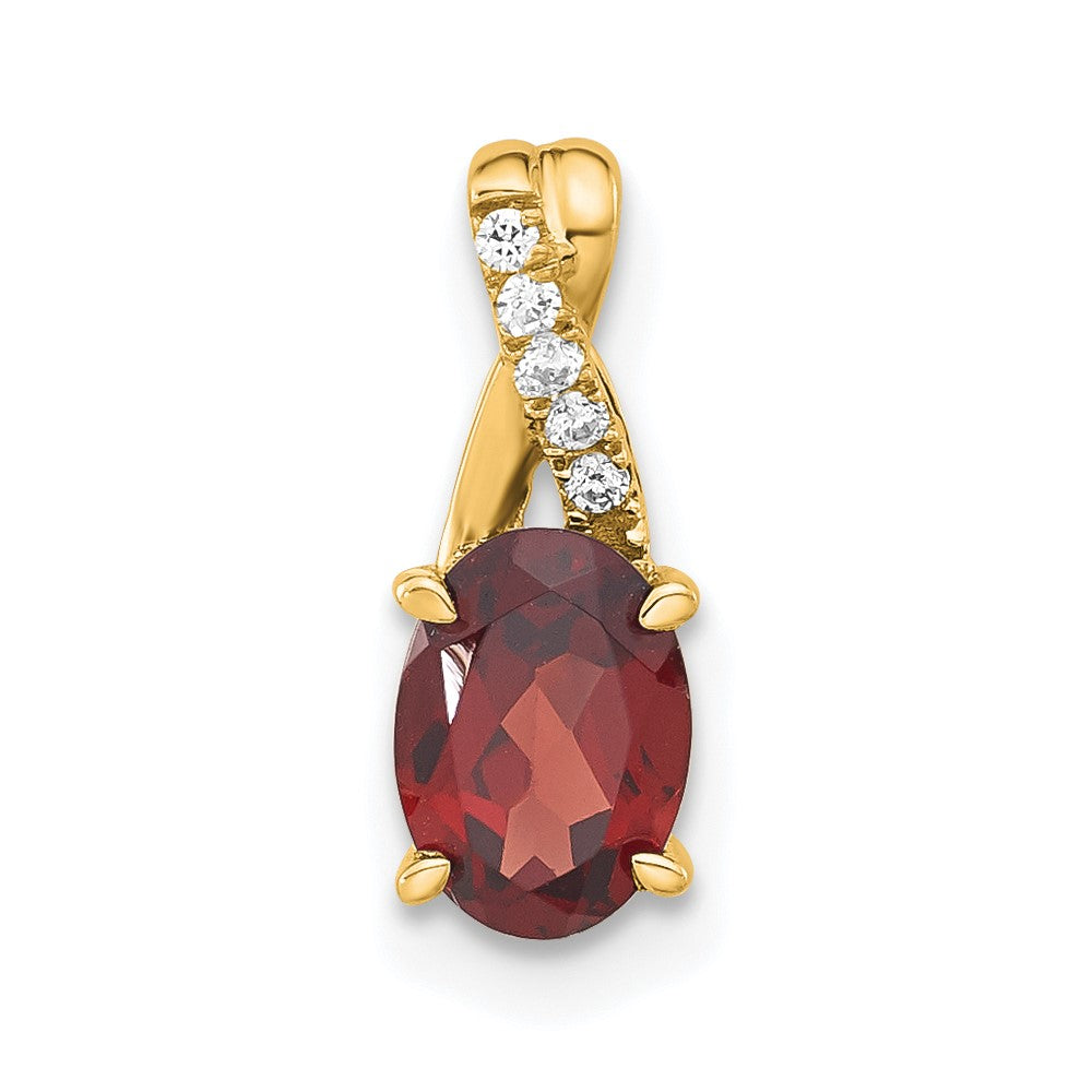 Charlie & Co Jewelry | 14k Oval Garnet And Diamond Pendant - Model PM4235-GA-003-4YA