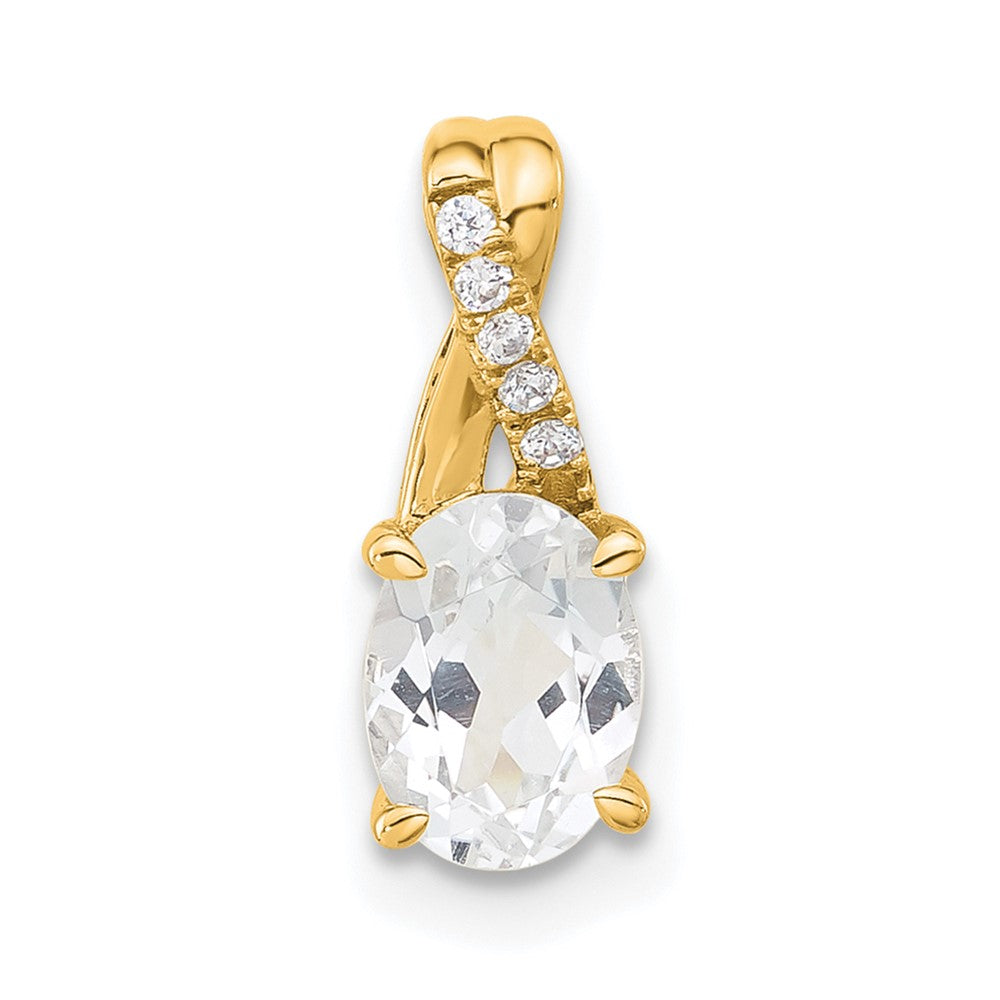 Charlie & Co Jewelry | 14k Oval White Topaz And Diamond Pendant - Model PM4235-WT-003-4YA