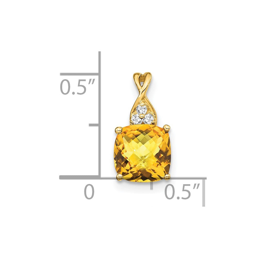 Charlie & Co Jewelry | 14k Checkerboard Citrine And Diamond Pendant - Model PM4393-CI-003-YA