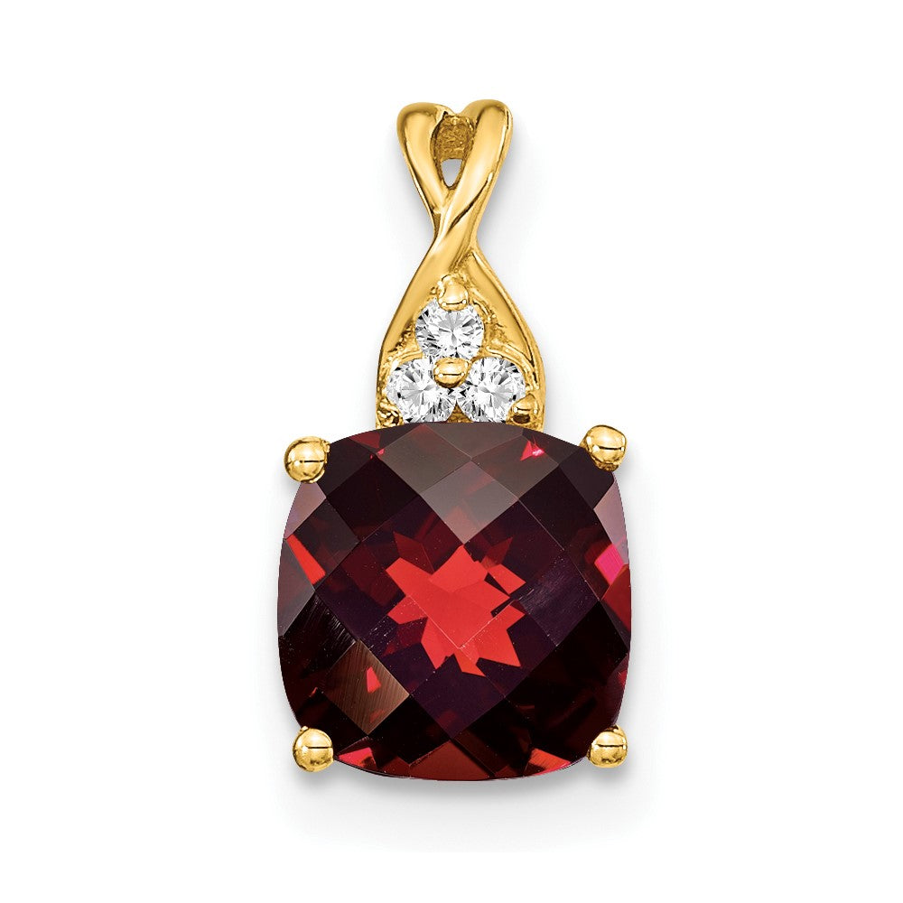 Charlie & Co Jewelry | 14k Checkerboard Garnet And Diamond Pendant - Model PM4393-GA-003-YA