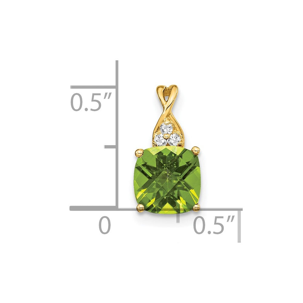 Charlie & Co Jewelry | 14k Checkerboard Peridot And Diamond Pendant - Model PM4393-PE-003-YA