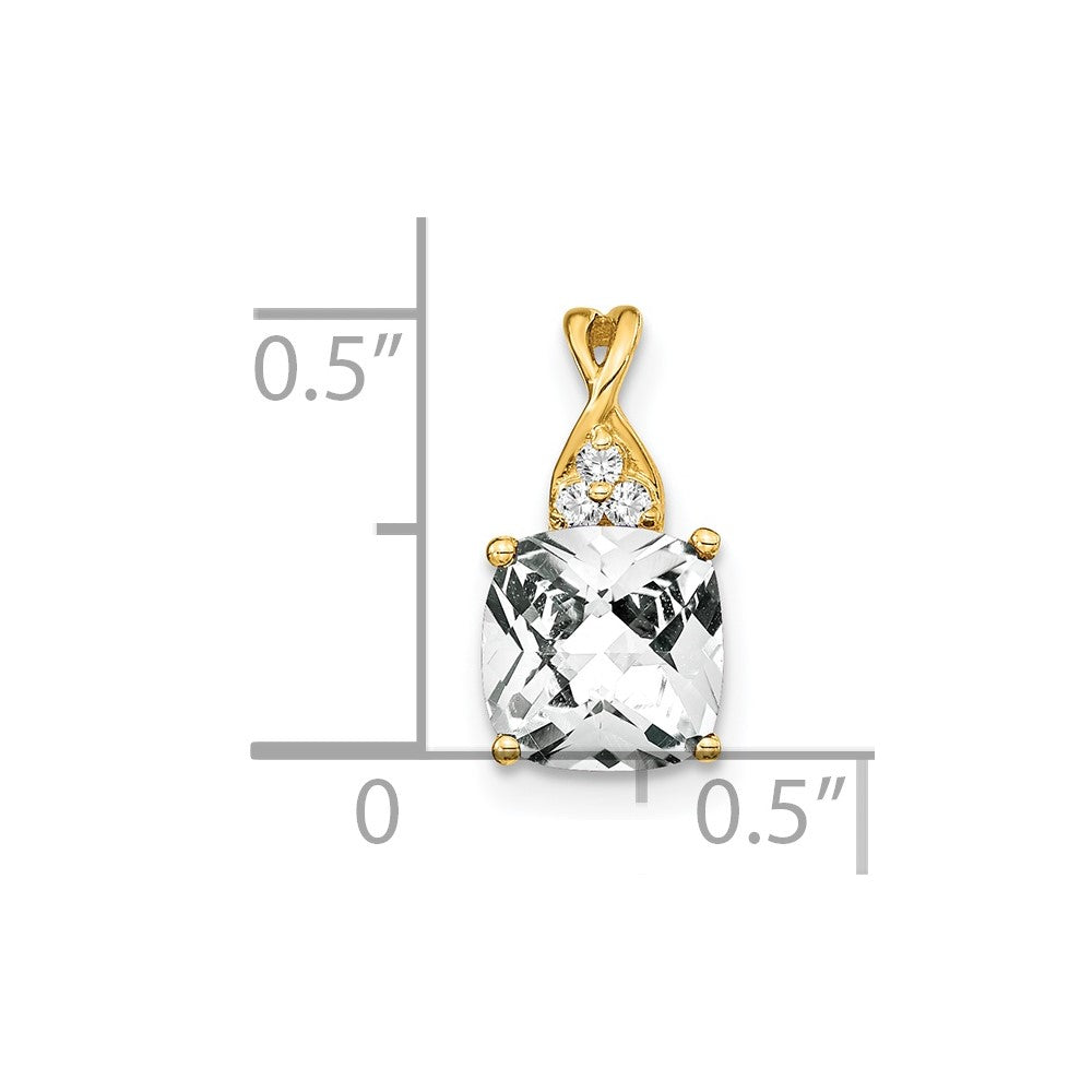 Charlie & Co Jewelry | 14k Checkerboard White Topaz And Diamond Pendant - Model PM4393-WT-003-YA