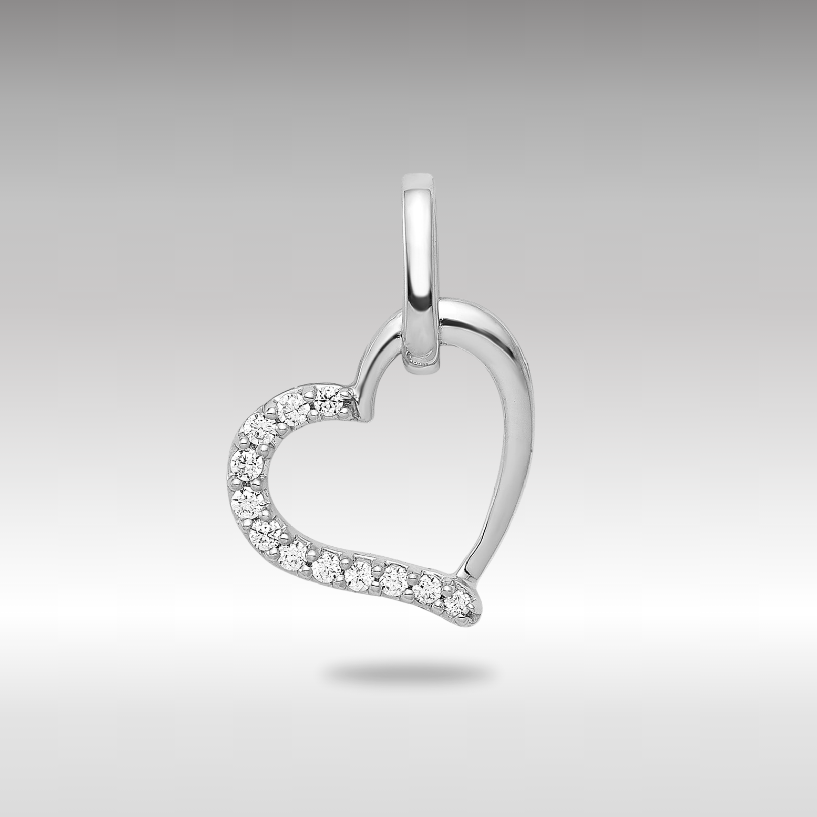 White Gold 1/15ct. Diamond Heart Pendant Necklace - Model PM4850-008-WA - Charlie & Co. Jewelry