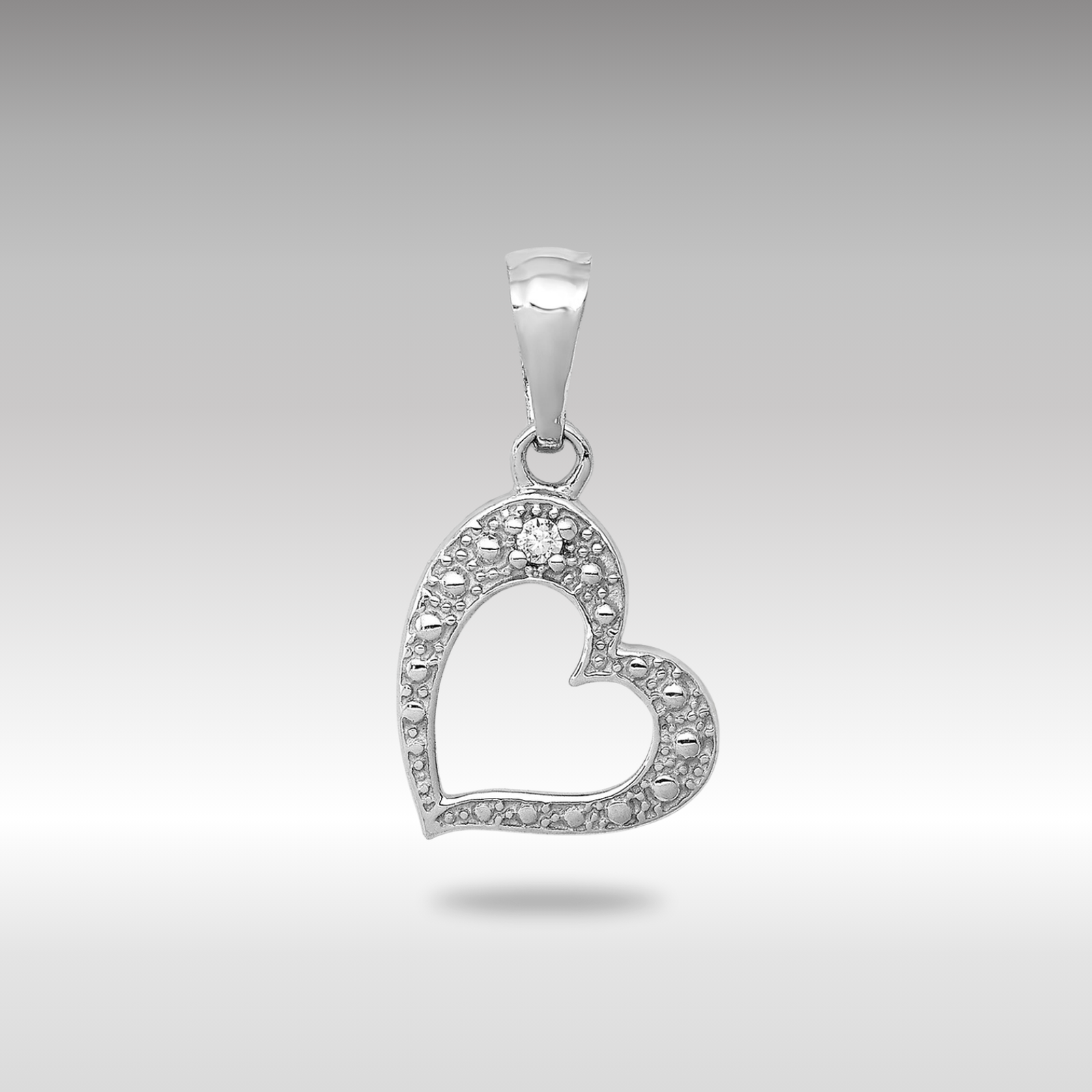 White 14K Gold .01ct Diamond Heart Pendant - Model PM4859-001-WA
